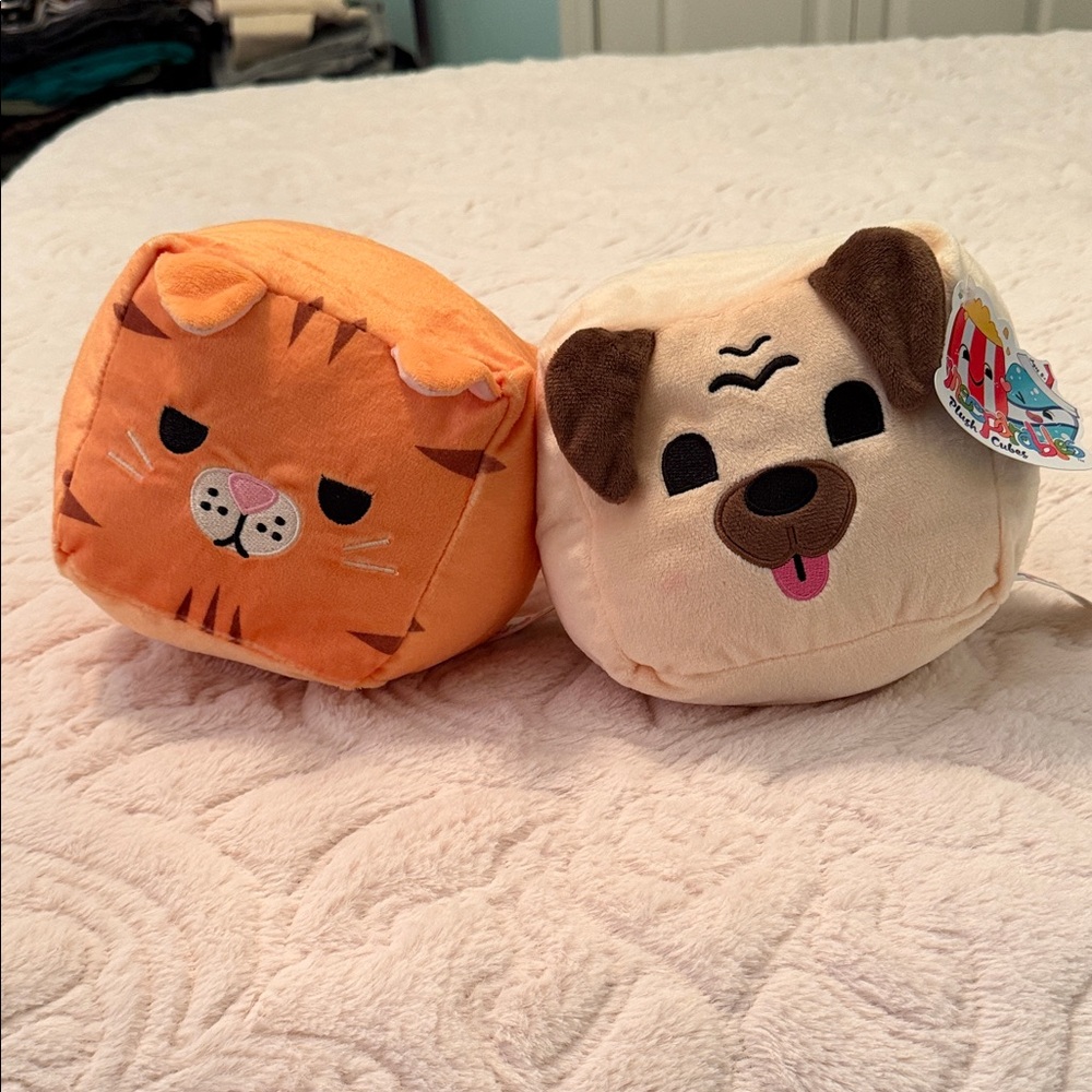 Plush Animal Friends Set - Orange Cat and Cream Dog